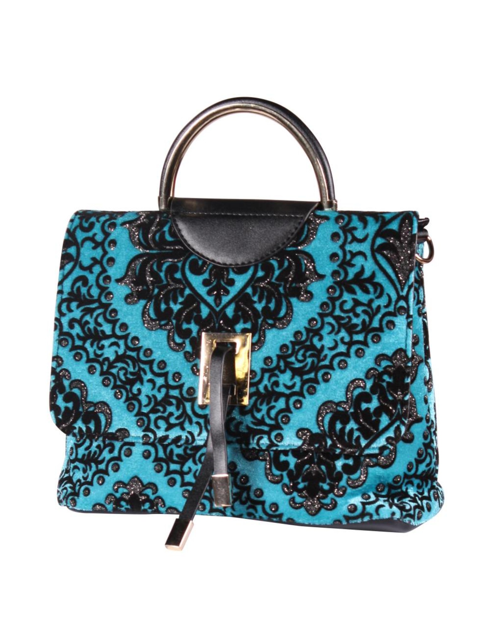 Tasje deluxe ''Jacky'' Brokaat zilver, Turquoise-Zilver, Handtas