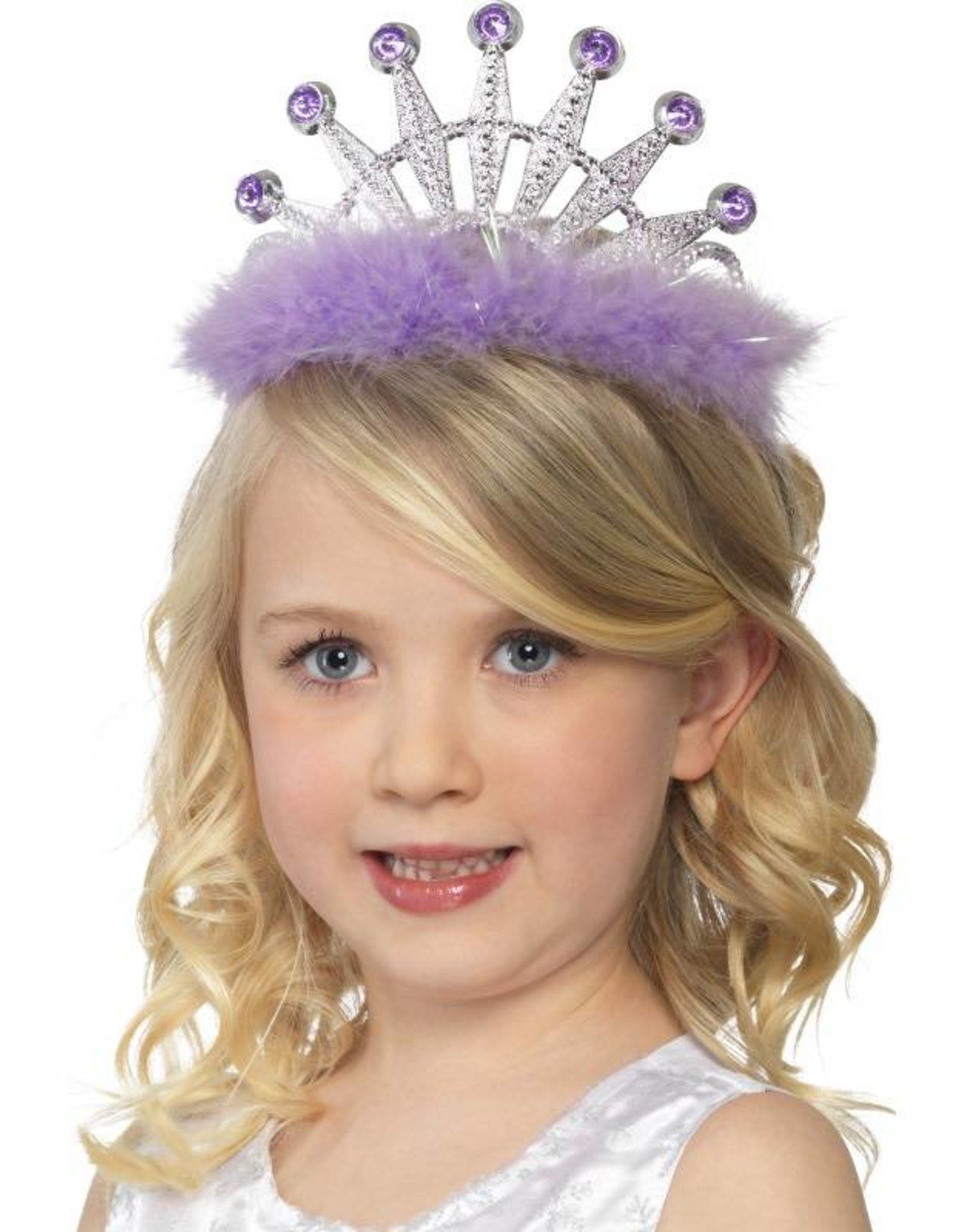 Tiara met marabou, assorti paars en rose