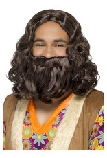 Hippie/Jezus Pruik en Baardset