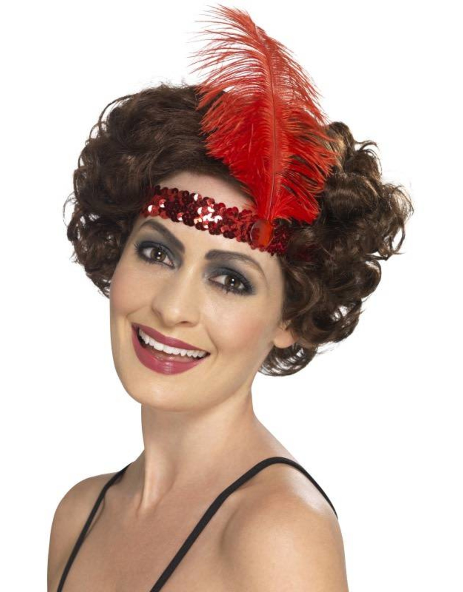 Flapper Hoofdband, Rood met veer