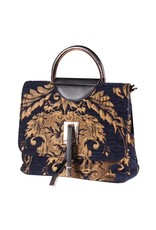 Tasje deluxe ''Jacky'' Brokaat goud, Brocaat blauw/goud, Handtas