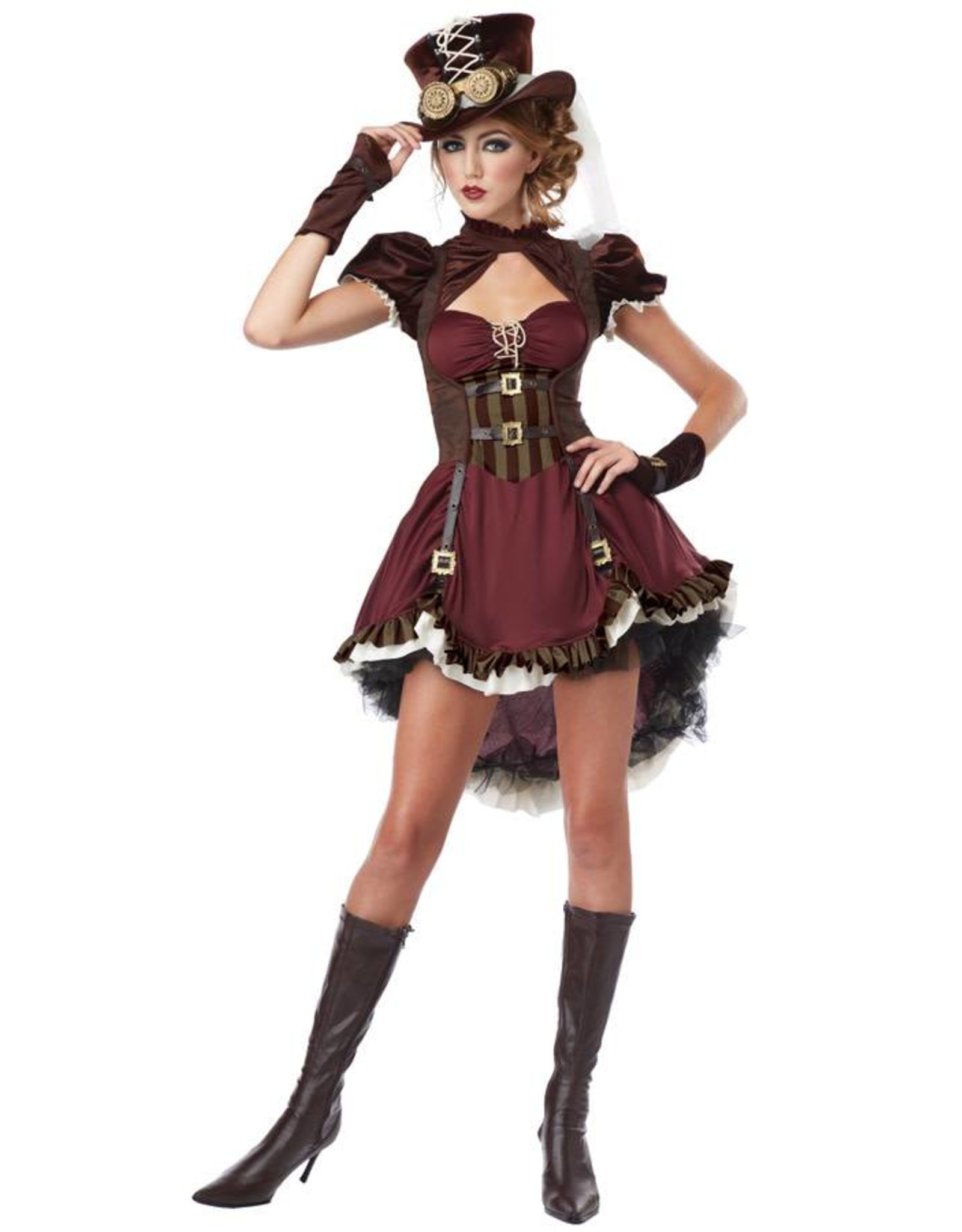 Steampunk Dame Bordeaux Rood/Bruin