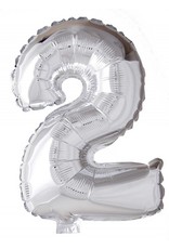 Folie ballon Cijfer 2 Zilver (40 cm)