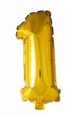 Folie ballon Cijfer 1 Goud (40 cm)