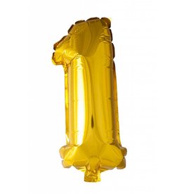 Folie ballon Cijfer 1 Goud (40 cm)