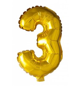 Folie ballon Cijfer 3 Goud (40 cm)