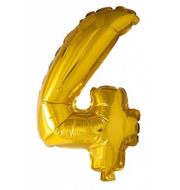 Folie ballon Cijfer 4 Goud (40 cm)