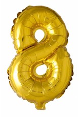 Folie ballon Cijfer 8 Goud (40 cm)