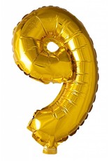 Folie ballon Cijfer 9 Goud (40 cm)