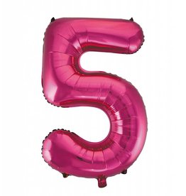 Folie ballon Cijfer 5 Roze (92 cm)