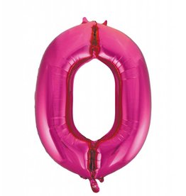 Folie ballon Cijfer 0 Roze (92 cm)