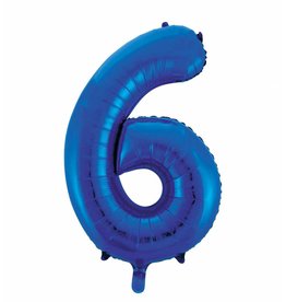 Folie ballon Cijfer 6 Blauw (92 cm)