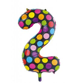 Folie ballon Cijfer 2 Stippen (92 cm)