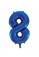 Folie ballon Cijfer 8 Blauw (92 cm)