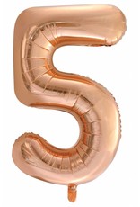Folie ballon Cijfer 5 Roze Goud (92 cm)