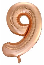 Folie ballon Cijfer 9 Roze Goud (92 cm)