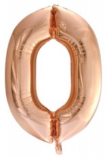 Folie ballon Cijfer 0 Roze Goud (92 cm)