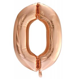 Folie ballon Cijfer 0 Roze Goud (92 cm)