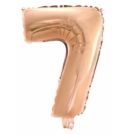Folie Ballon Cijfer 7 Roze Goud (40 cm)