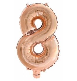 Folie Ballon Cijfer 8 Roze Goud (40 cm)