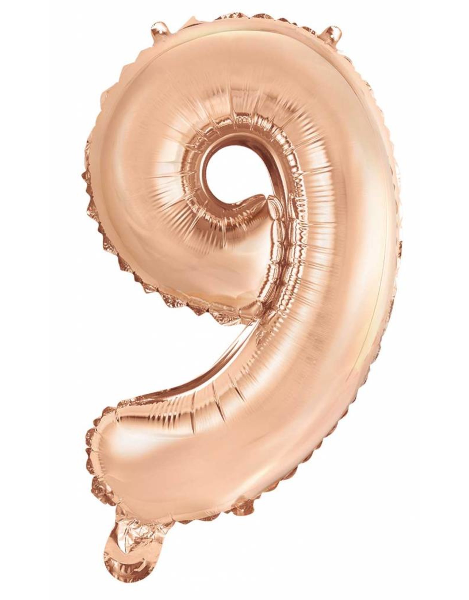 Folie Ballon Cijfer 9 Roze Goud (40 cm)