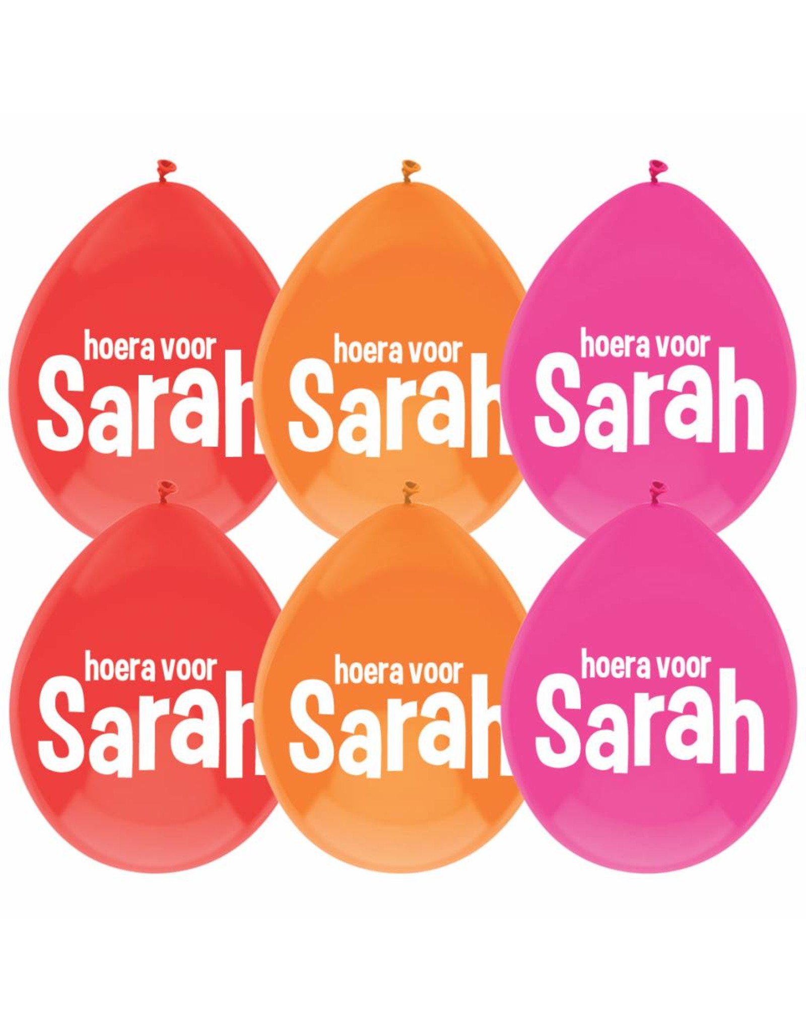 Ballonnen Hoera voor Sarah (6 stuks)