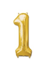 Folie Ballon Cijfer 1 Goud (100 cm)
