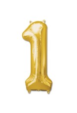Folie Ballon Cijfer 1 Goud (92 Cm)