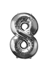 Folie Ballon Cijfer 8 Zilver (92 Cm)