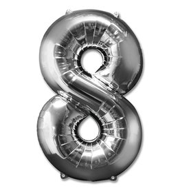 Folie Ballon Cijfer 8 Zilver (92 Cm) Folie Ballon Cijfer 8 Zilver (92 Cm)