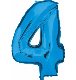 Folie Ballon Cijfer 4 Blauw (1 Meter)