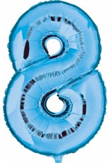 Folie Ballon Cijfer 8 Blauw (1 Meter)
