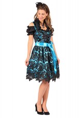 Dirndl jurk ''Viktoria'', Zwart-Turquoise