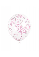 Ballon Transparant met Hotpink Confetti (30 cm, 6 stuks)