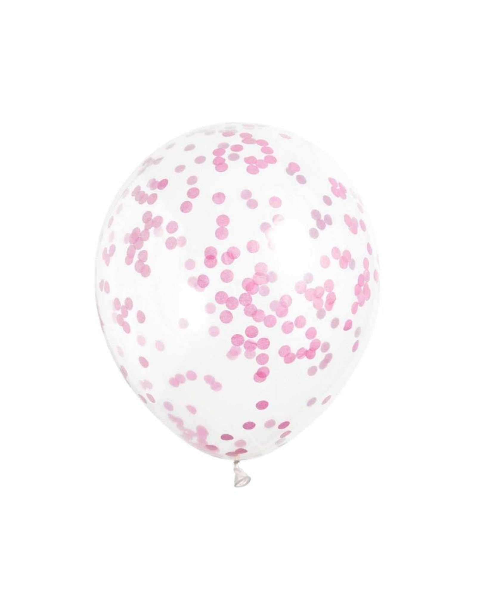 Ballon Transparant met Hotpink Confetti (30 cm, 6 stuks)