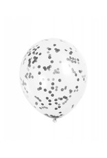 Ballon Transparant met Zwarte Confetti (30 cm, 6 stuks)