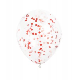 Ballon Transparant met Rode Confetti (30 cm, 6 stuks)
