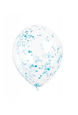 Ballon Transparant met Blauwe Confetti (30 cm, 6 stuks)