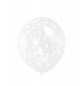 Ballon Transparant met Witte Confetti (30 cm, 6 stuks)