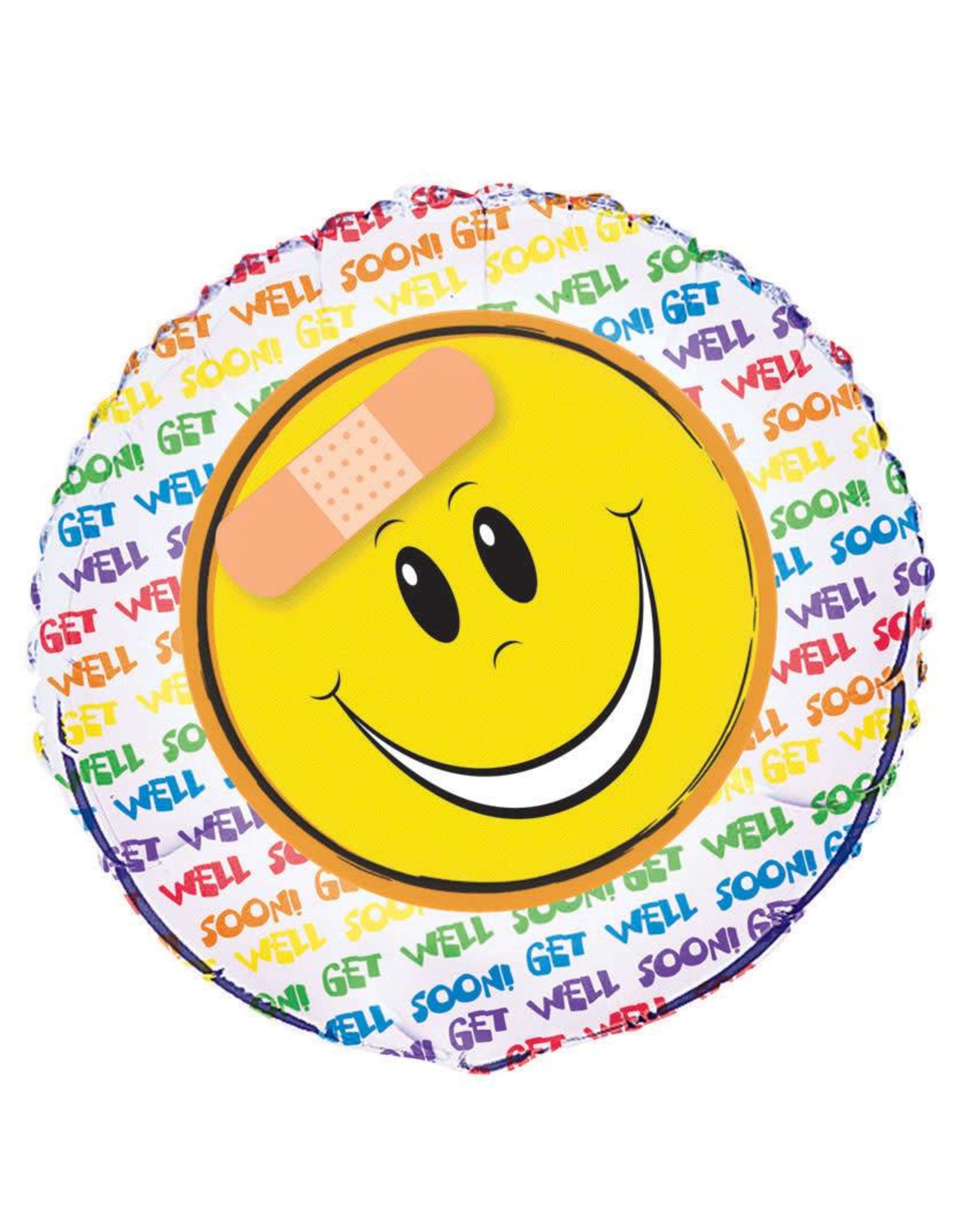 Folie Ballon Get Well met Smiley (45 cm)