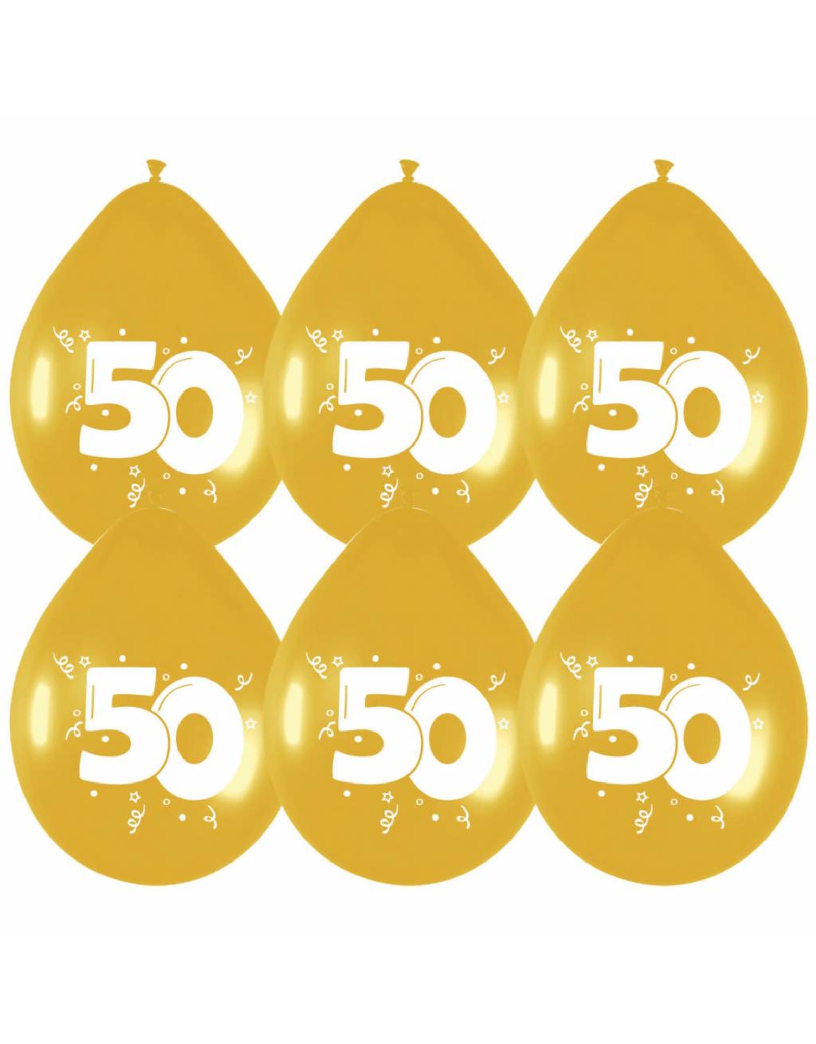 Haza Ballonnen Goud 50 jaar (30 cm, 6 stuks)