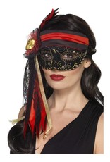 Masquerade Piraat oogmasker, zwart