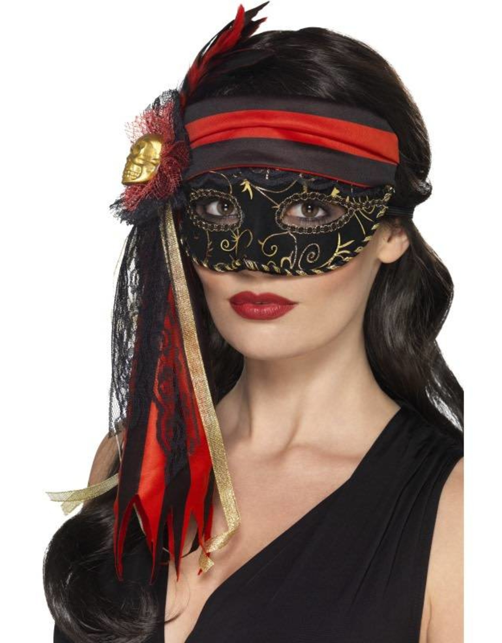 Masquerade Piraat oogmasker, zwart