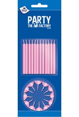 Taartkaarsjes (24 stuks) + Houders Roze (12 stuks)