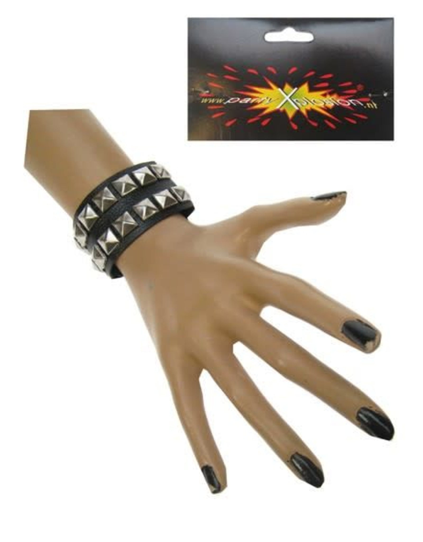 Punk armband 2 rijen nagels