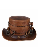 Hoge hoed leer "Steampunk deluxe" , Bruin