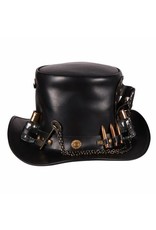 Hoge hoed leer "Steampunk deluxe" , Zwart