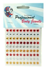 Body jewels 90 st assortie model, rood-wit-geel,