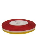 Medaille lint rood/wit/geel 25 meter op rol 10 mm