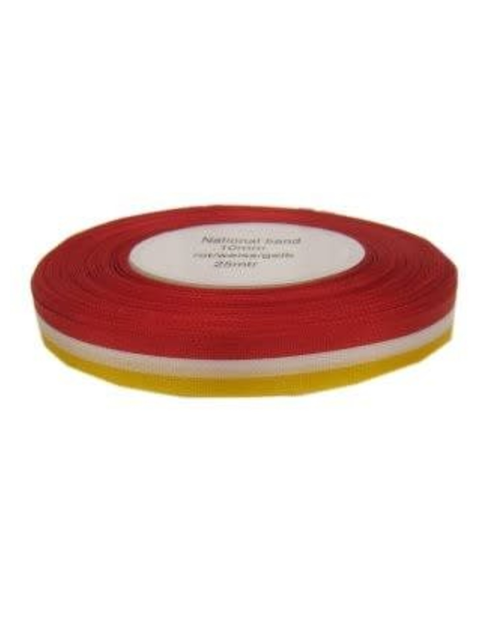 Medaille lint rood/wit/geel 25 meter op rol 10 mm